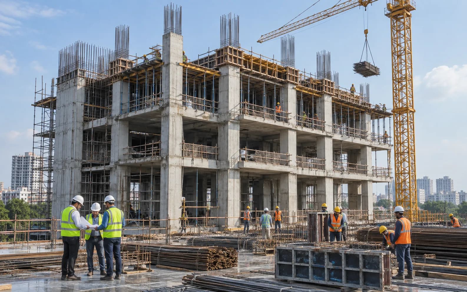 Reinforced concrete civil building under construction